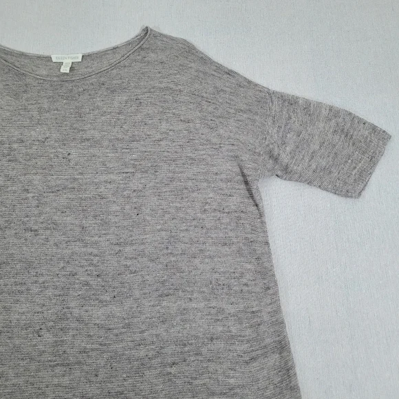 Eileen Fisher Womens Size Large 100% Linen Taupe Loose Knit Tunic Dolman Sleeve - Picture 2 of 10